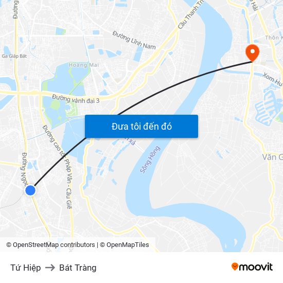 Tứ Hiệp to Bát Tràng map