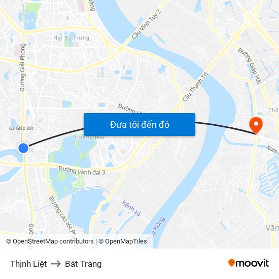 Thịnh Liệt to Bát Tràng map