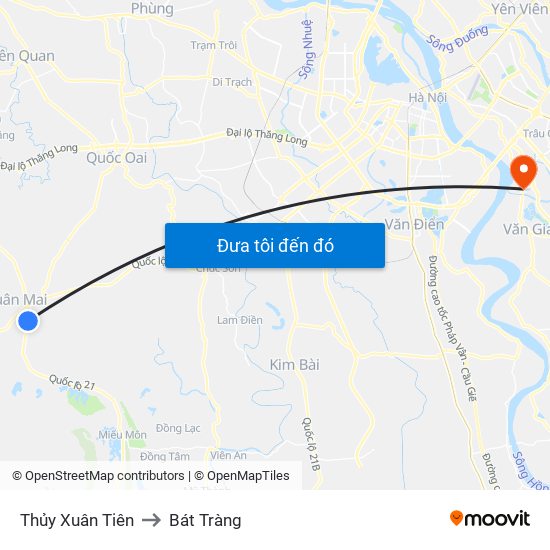 Thủy Xuân Tiên to Bát Tràng map