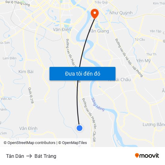 Tân Dân to Bát Tràng map