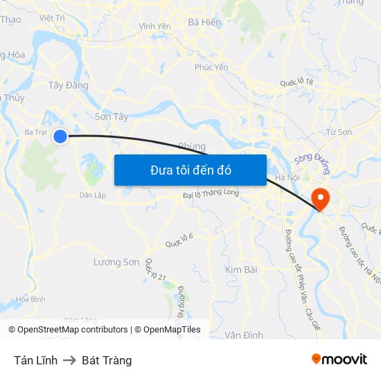 Tản Lĩnh to Bát Tràng map