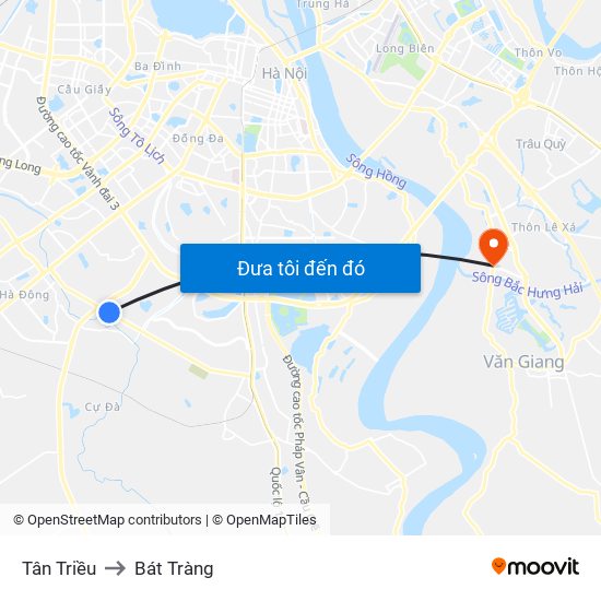 Tân Triều to Bát Tràng map