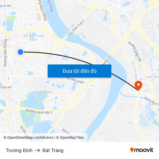 Trương Định to Bát Tràng map