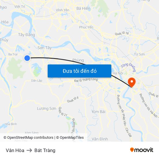 Vân Hòa to Bát Tràng map