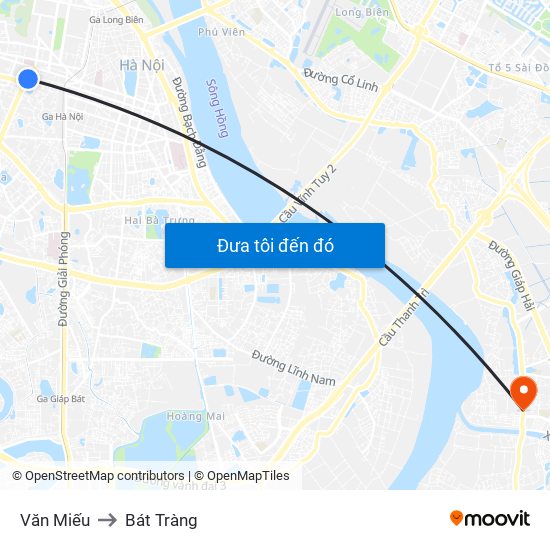 Văn Miếu to Bát Tràng map