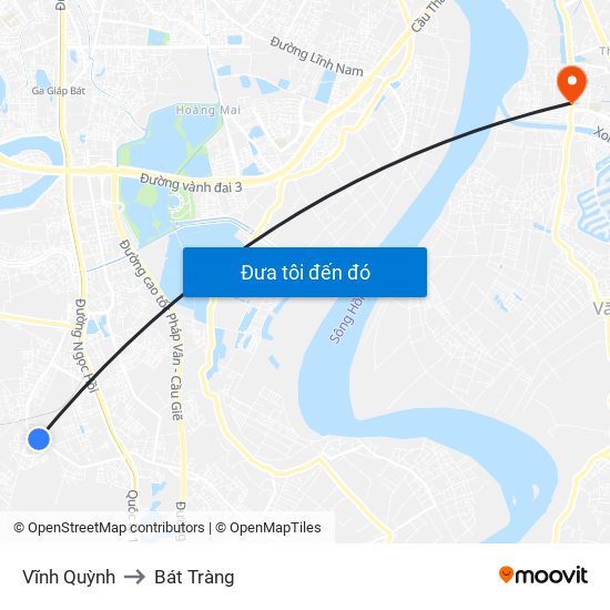 Vĩnh Quỳnh to Bát Tràng map
