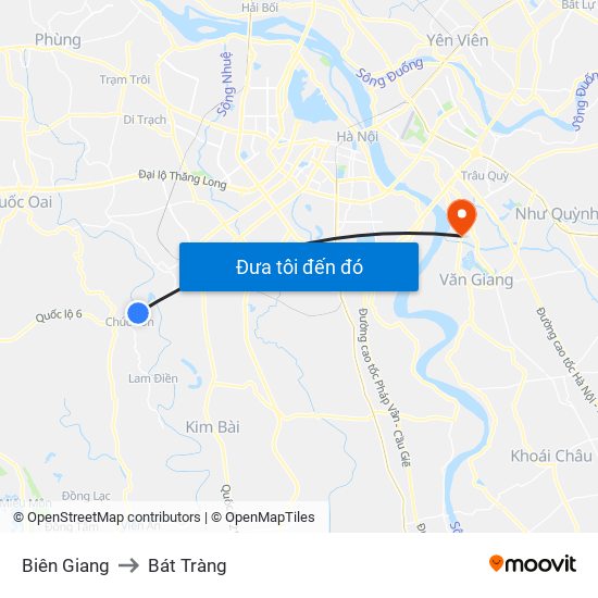 Biên Giang to Bát Tràng map