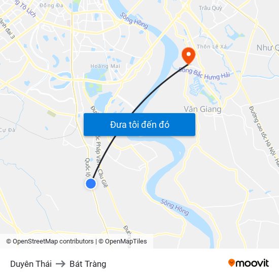 Duyên Thái to Bát Tràng map