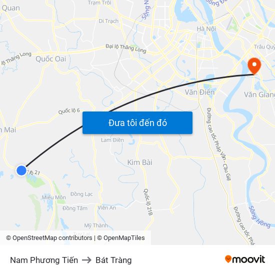 Nam Phương Tiến to Bát Tràng map