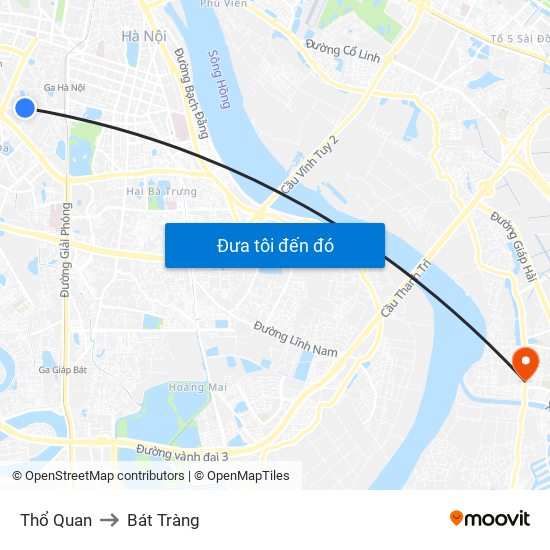 Thổ Quan to Bát Tràng map