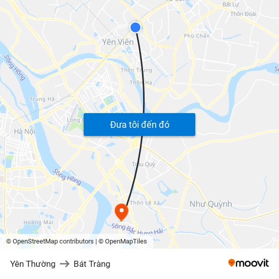 Yên Thường to Bát Tràng map