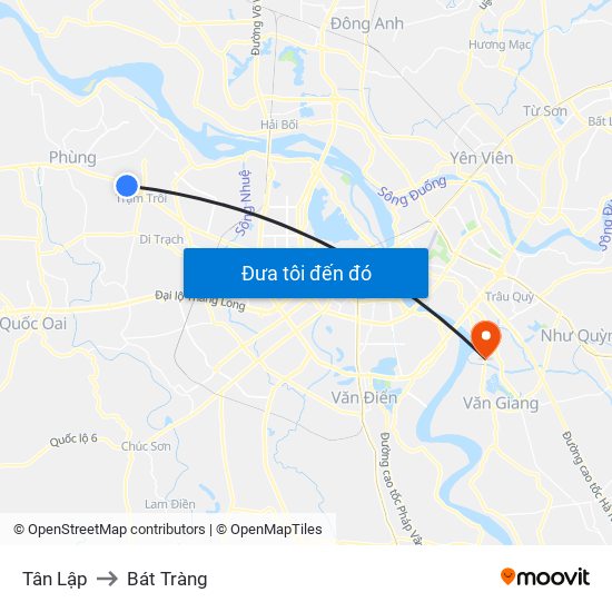 Tân Lập to Bát Tràng map