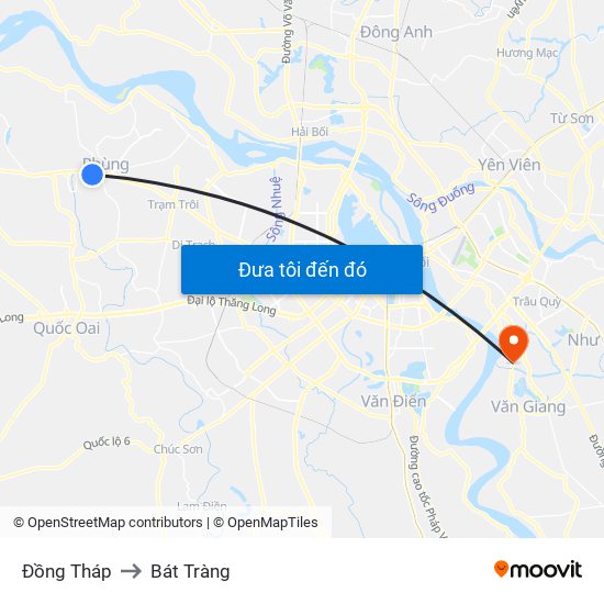 Đồng Tháp to Bát Tràng map