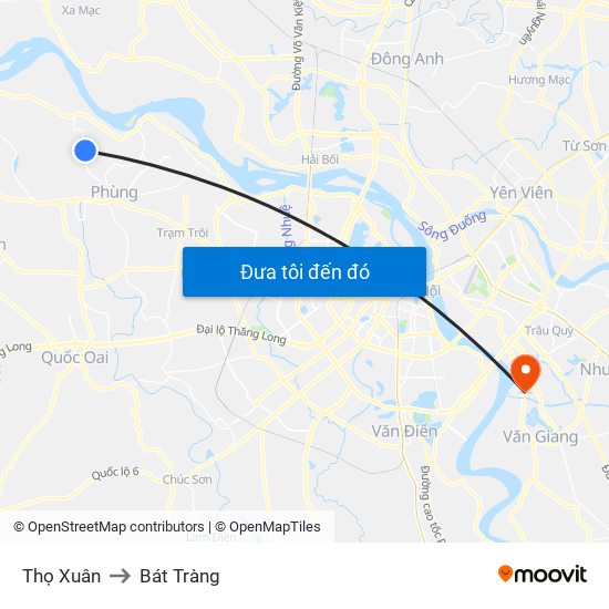 Thọ Xuân to Bát Tràng map
