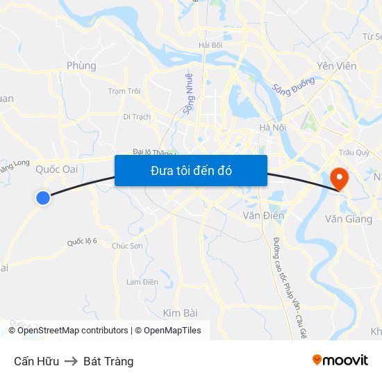 Cấn Hữu to Bát Tràng map