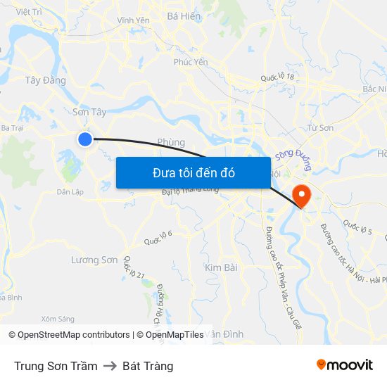 Trung Sơn Trầm to Bát Tràng map