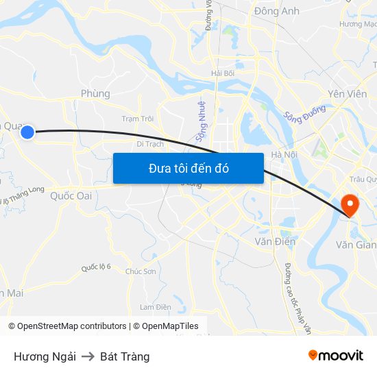 Hương Ngải to Bát Tràng map