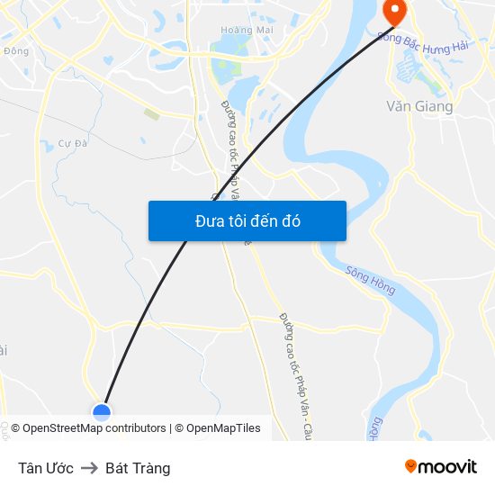 Tân Ước to Bát Tràng map