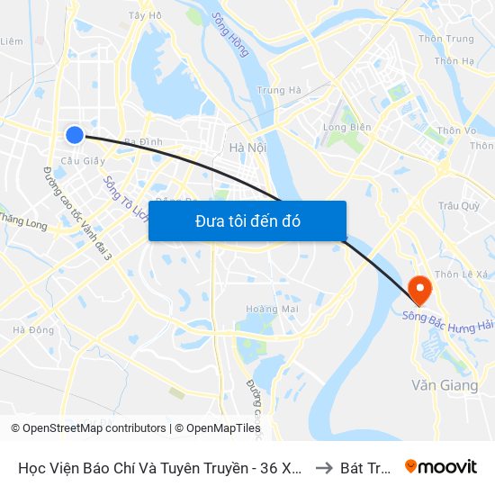 Học Viện Báo Chí Và Tuyên Truyền - 36 Xuân Thủy to Bát Tràng map