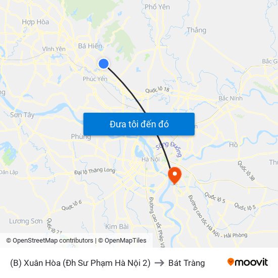 (B) Xuân Hòa (Đh Sư Phạm Hà Nội 2) to Bát Tràng map