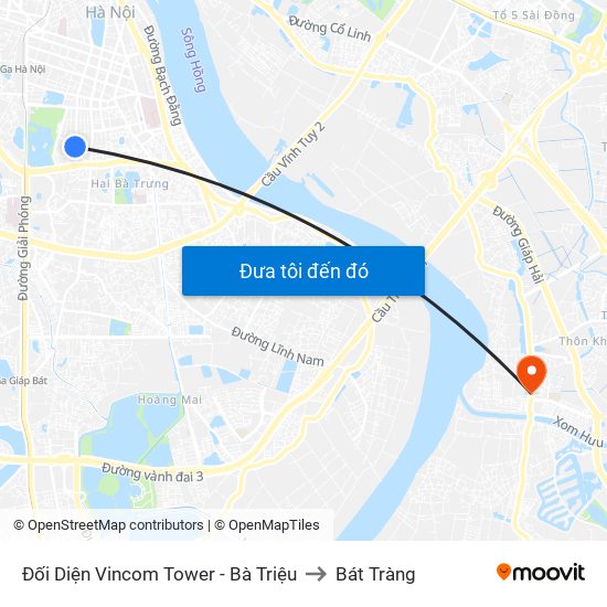 Đối Diện Vincom Tower - Bà Triệu to Bát Tràng map