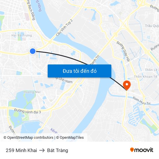 259 Minh Khai to Bát Tràng map