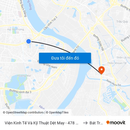 Viện Kinh Tế Và Kỹ Thuật Dệt May - 478 Minh Khai to Bát Tràng map