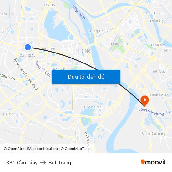 331 Cầu Giấy to Bát Tràng map