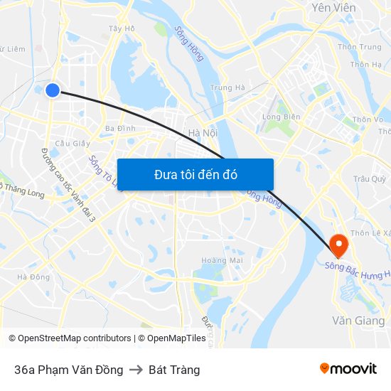 36a Phạm Văn Đồng to Bát Tràng map