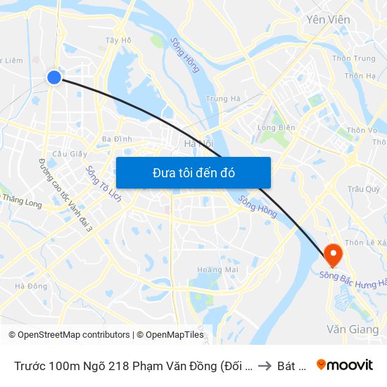 Trước 100m Ngõ 218 Phạm Văn Đồng (Đối Diện Công Viên Hòa Bình) to Bát Tràng map