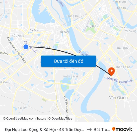 Đại Học Lao Động & Xã Hội - 43 Trần Duy Hưng to Bát Tràng map