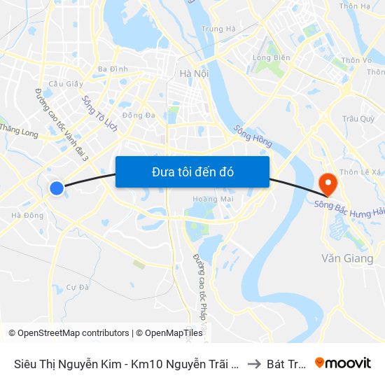 Siêu Thị Nguyễn Kim - Km10 Nguyễn Trãi (Hà Đông) to Bát Tràng map