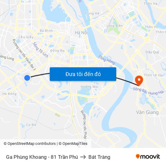 Ga Phùng Khoang - 81 Trần Phú to Bát Tràng map