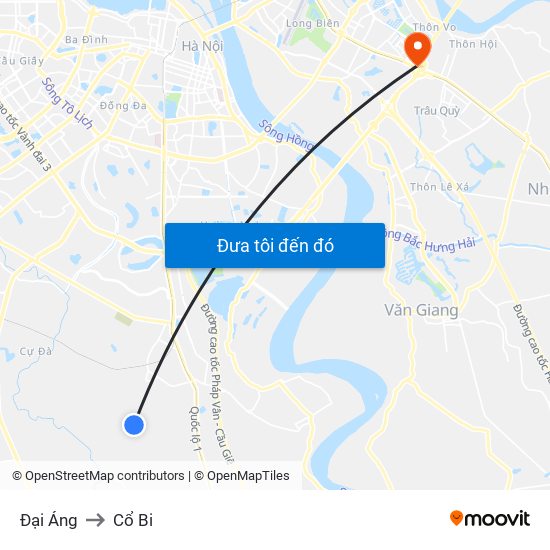 Đại Áng to Cổ Bi map