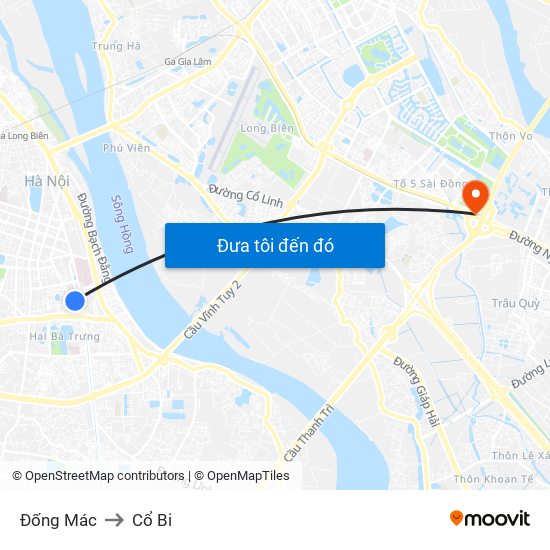 Đống Mác to Cổ Bi map