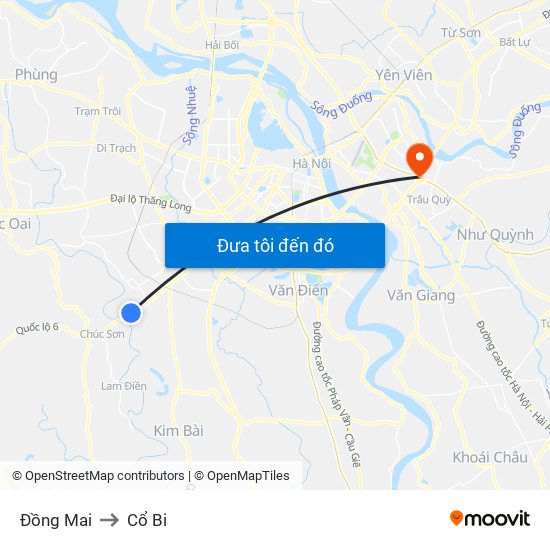 Đồng Mai to Cổ Bi map