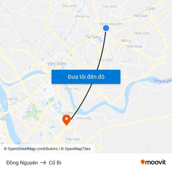 Đồng Nguyên to Cổ Bi map