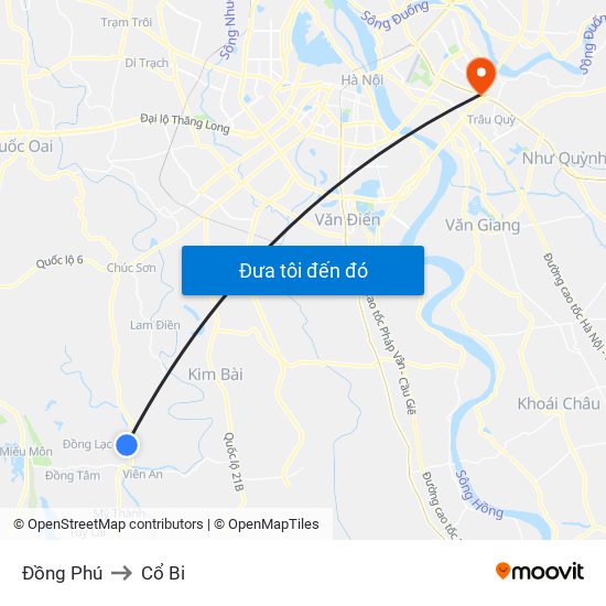 Đồng Phú to Cổ Bi map