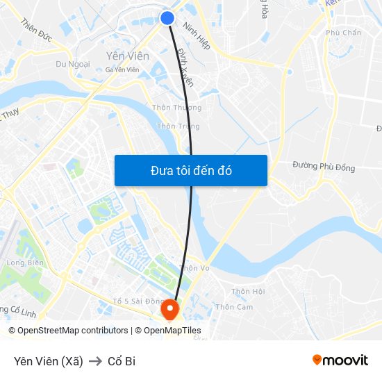 Yên Viên (Xã) to Cổ Bi map