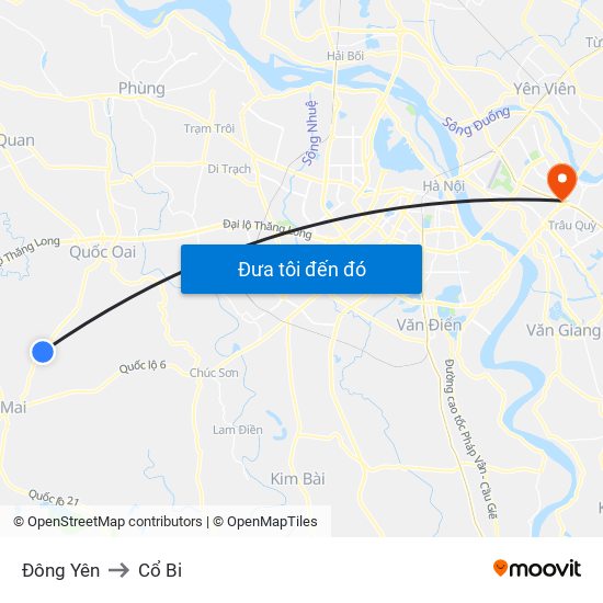 Đông Yên to Cổ Bi map