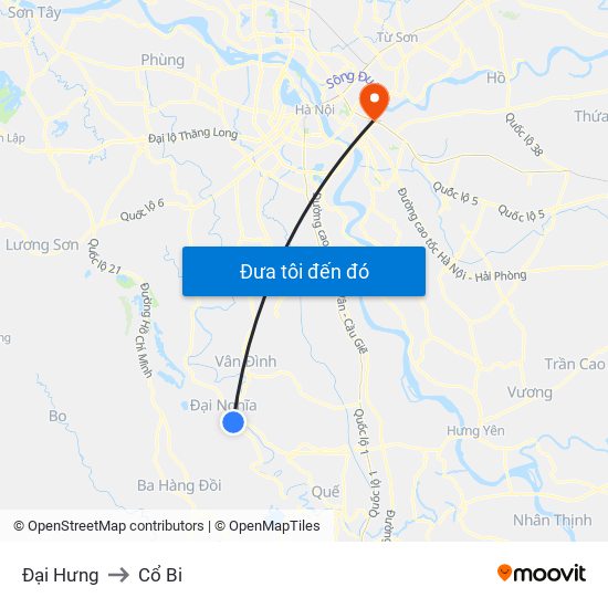 Đại Hưng to Cổ Bi map