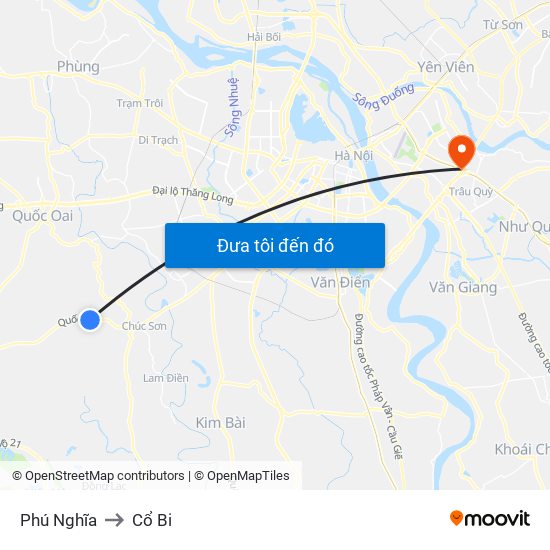 Phú Nghĩa to Cổ Bi map