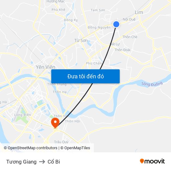 Tương Giang to Cổ Bi map