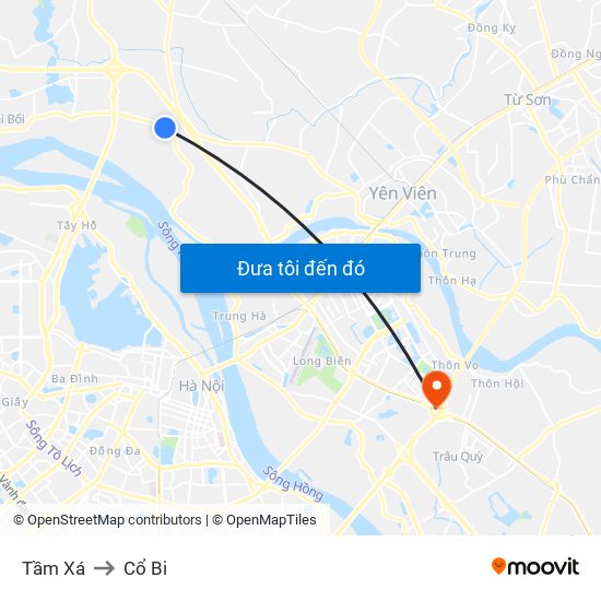 Tầm Xá to Cổ Bi map