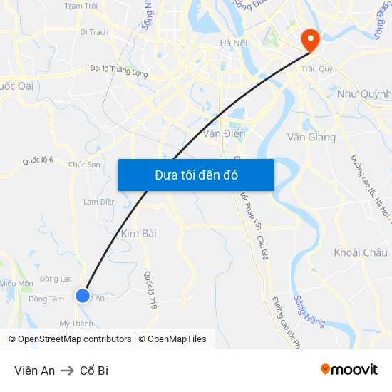 Viên An to Cổ Bi map