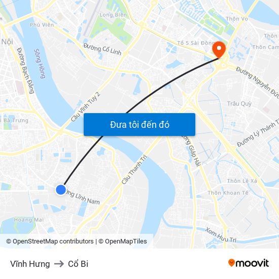 Vĩnh Hưng to Cổ Bi map