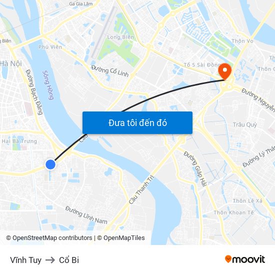 Vĩnh Tuy to Cổ Bi map