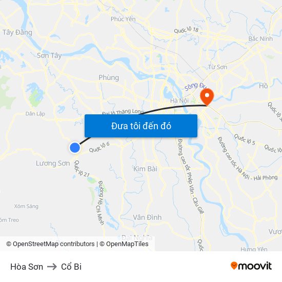 Hòa Sơn to Cổ Bi map