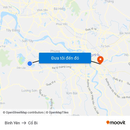 Bình Yên to Cổ Bi map