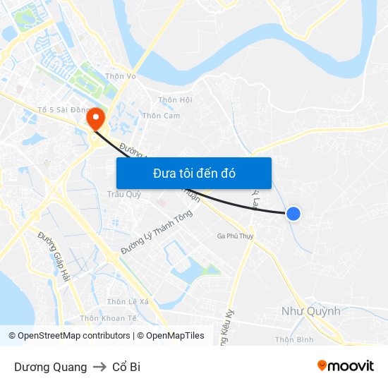 Dương Quang to Cổ Bi map